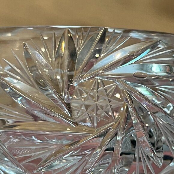 VTG Bohemian Czech Hand Cut Crystal Ashtray Star Design Heavy 8 Point Star 60s - Picture 7 of 8